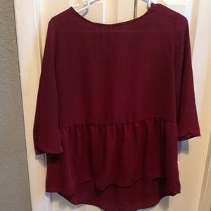 Dark red peplum top